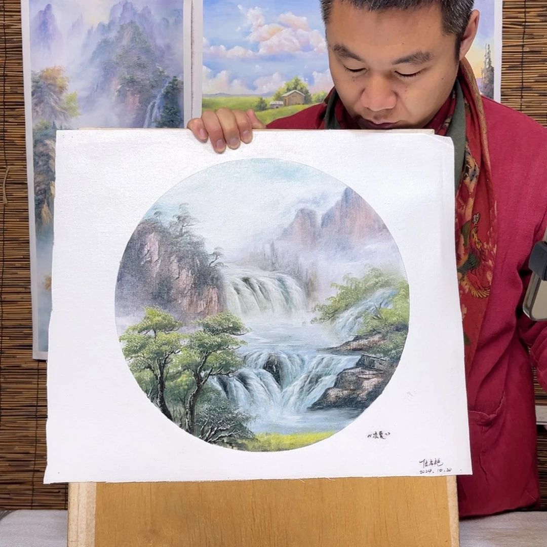 油画行路人小院绘画作品竞拍
