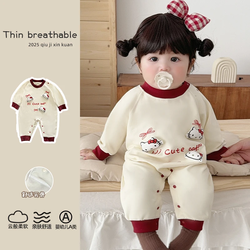 春秋通用极简风爬服满月秋冬婴儿喜庆长袖哈衣