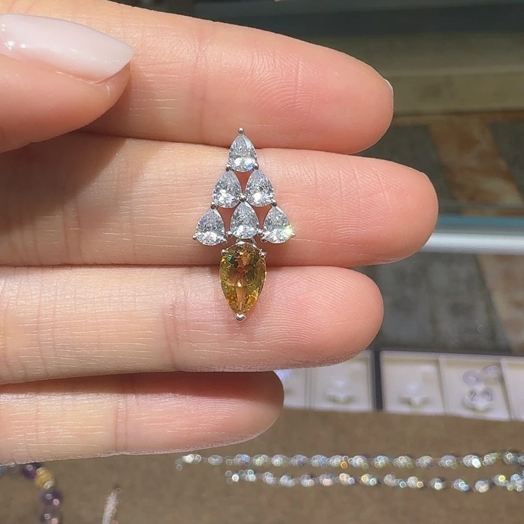 银S925镶嵌耳饰水晶