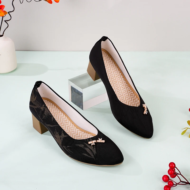 新款原创尖头香云旗袍民族风素雅高跟鞋7527-31