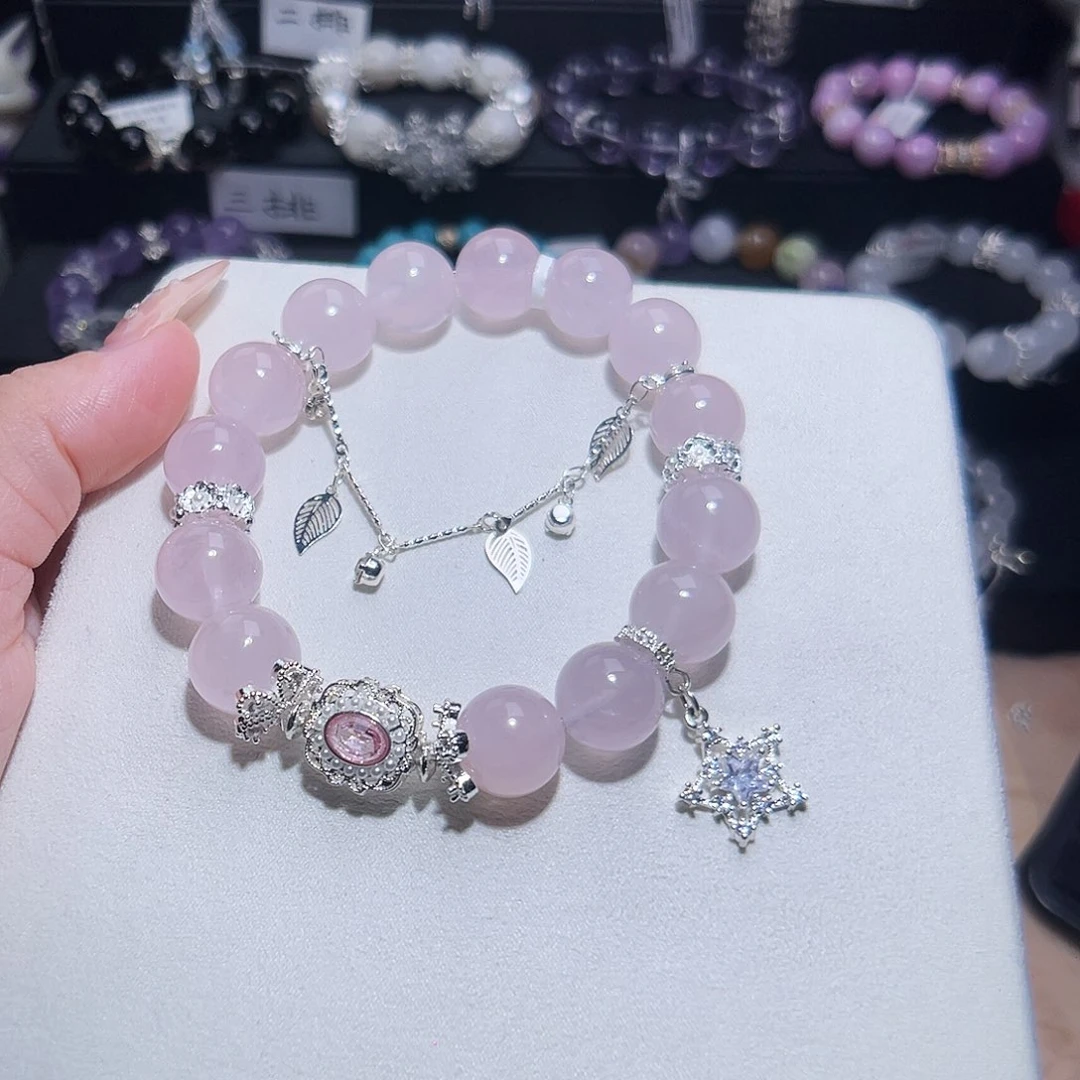 水晶手链合金粉水晶