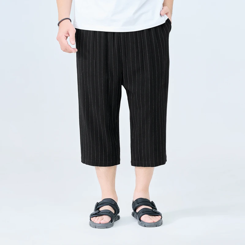 半墨大码男装梭织束脚灯笼裤胖子宽松夏季七分裤薄款束脚裤男0399