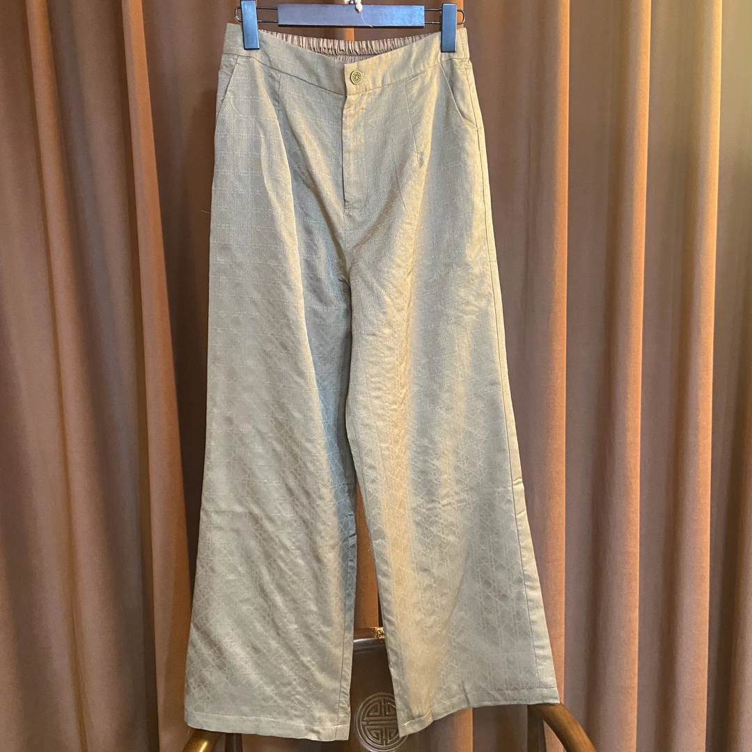 【槟织】新中式复古时尚百搭新款女士高腰休闲洋气巨显瘦直筒阔腿裤