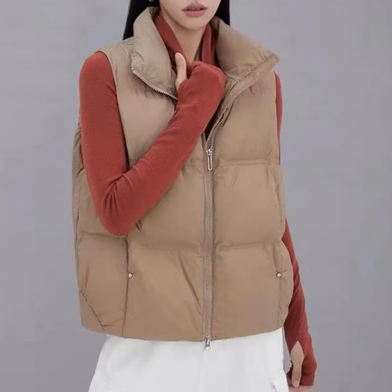 0318-1冬款宽松简约立领百搭鸭绒羽绒服马甲背心