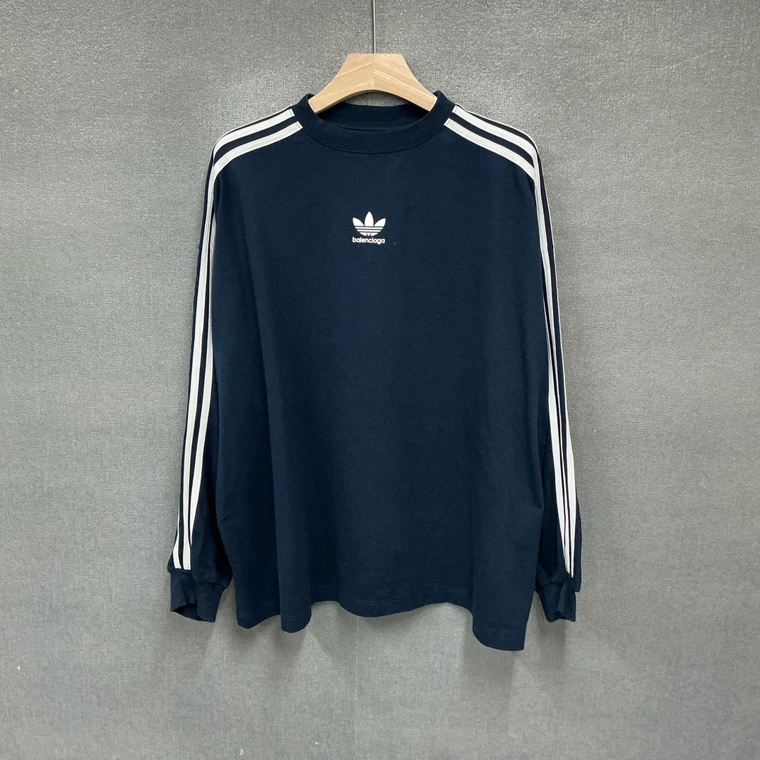 99新 Balenciaga/巴黎世家 三叶草印花藏蓝色长袖 99新2码/7018