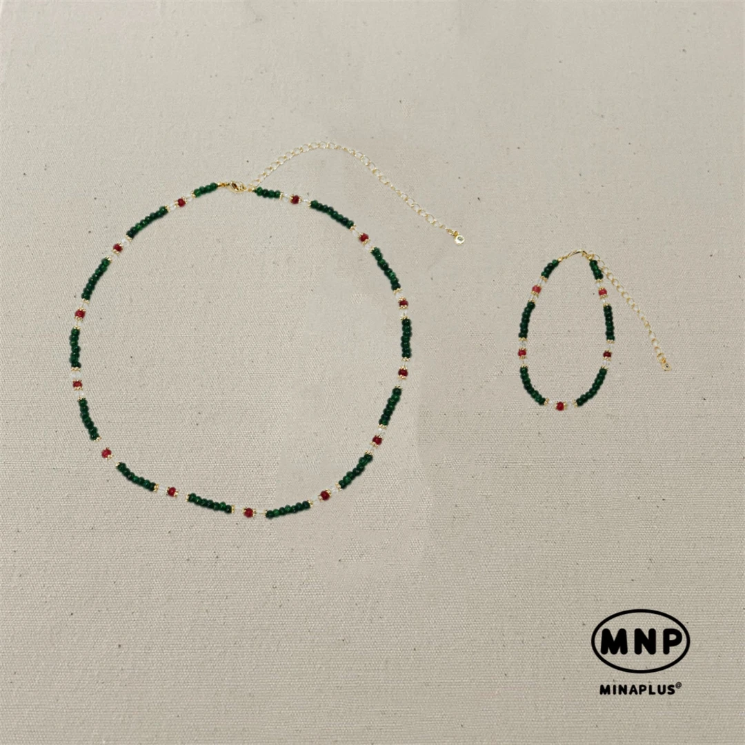 铜合金项链 MNP 设计师品牌幸运绿珠项链套组