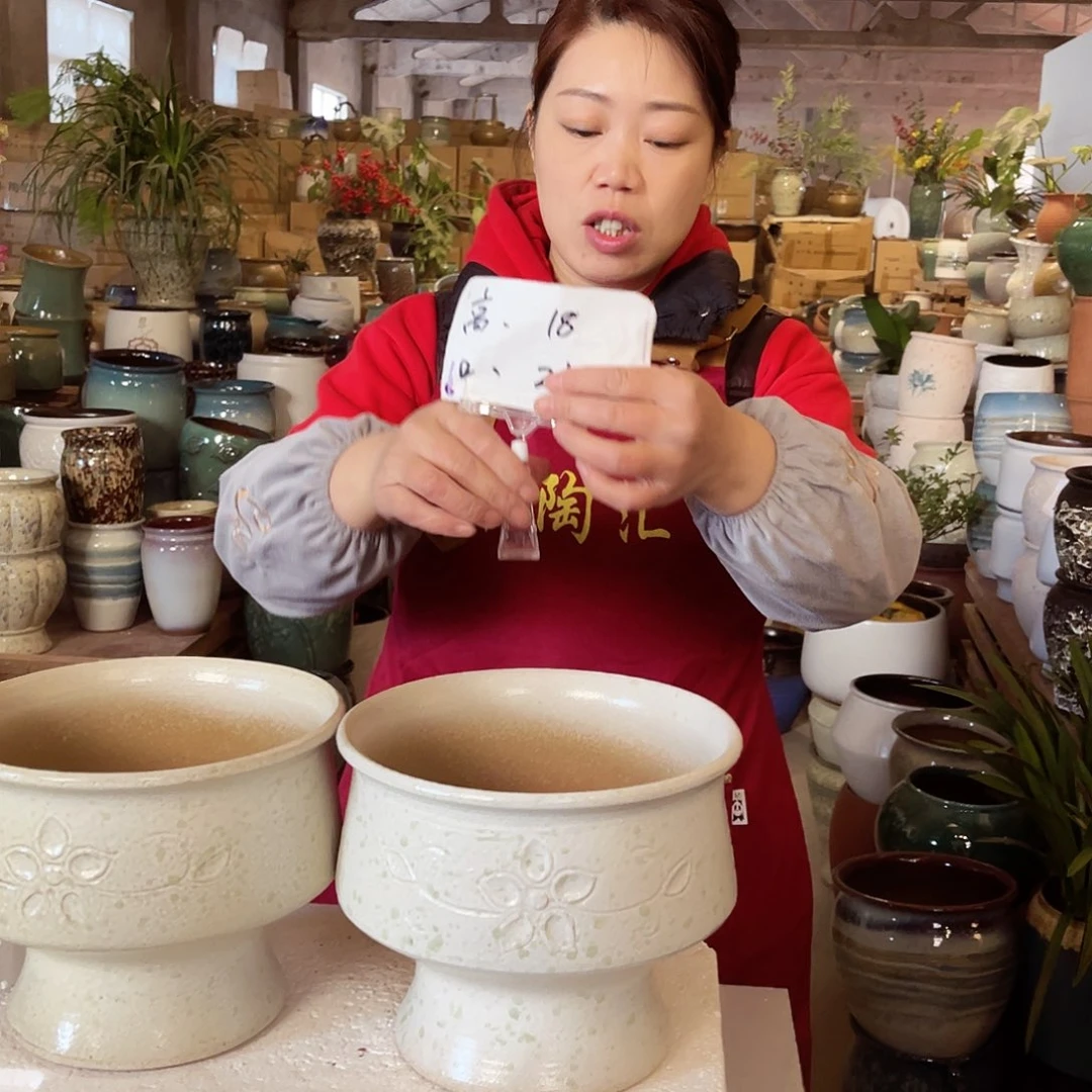 紫砂花盆高度18口径21