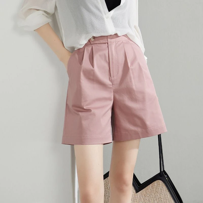 高腰休闲短裤女2025夏季新款宽松显瘦中裤西装五分裤薄款阔腿裤子