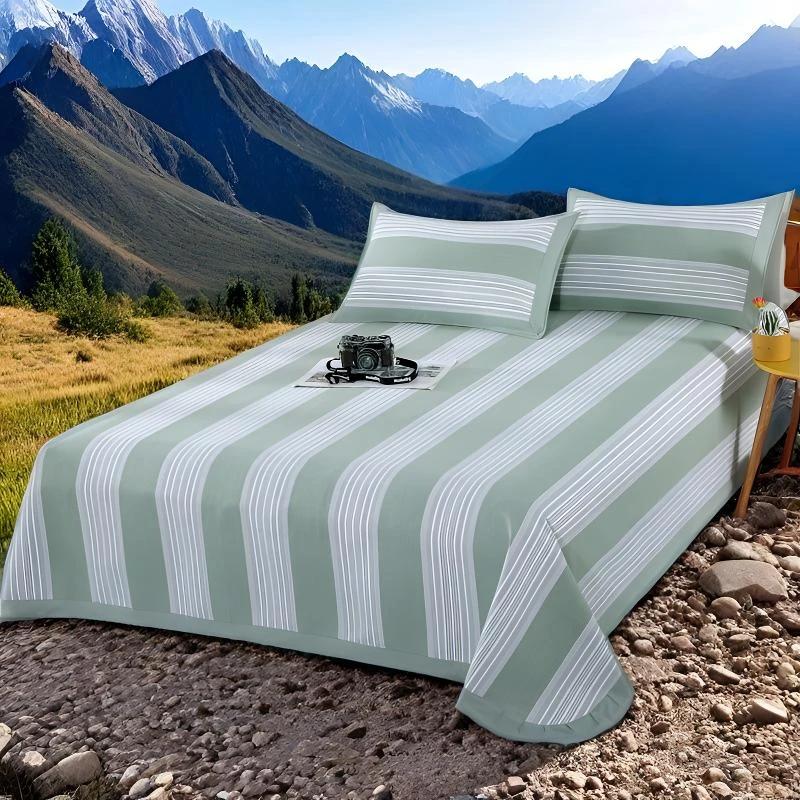 夏季纯棉老粗布凉席三件套折叠席加厚纯棉老粗布空调席1.5m1.8m