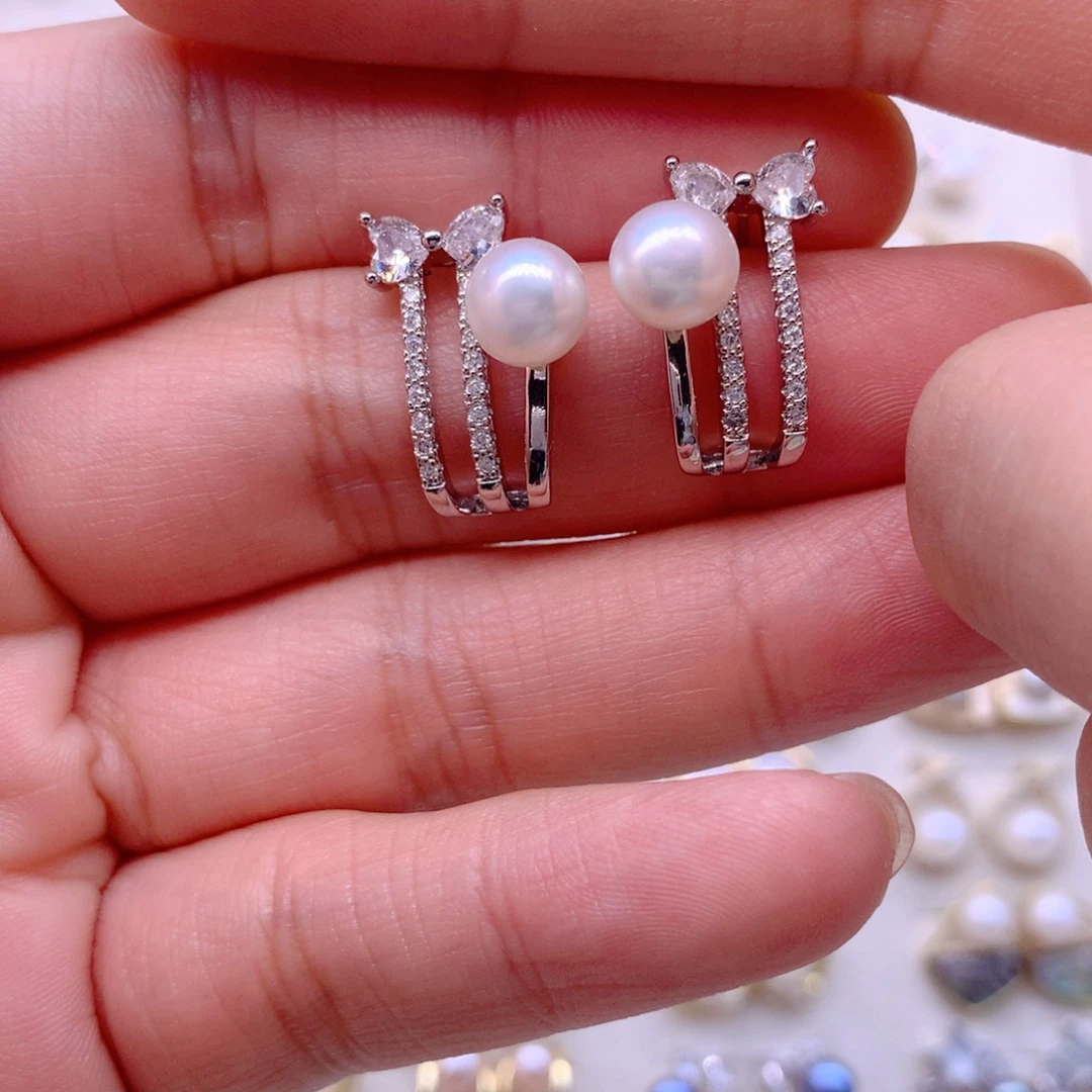 合金淡水珍珠耳饰