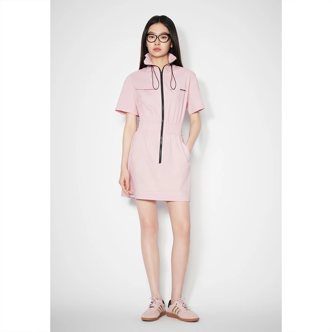 SALT.P可颜2025夏季新款户外机能运动感立领工装连衣裙AC35205150