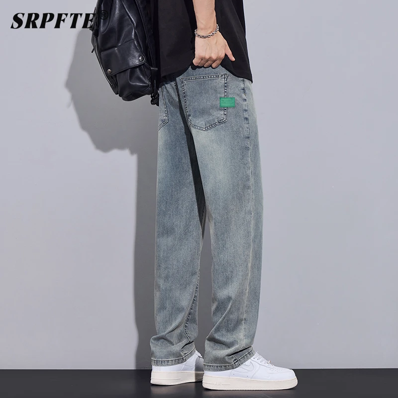 天丝凉感牛仔裤男士夏季薄款2025新款美式宽松直筒休闲阔腿长裤子