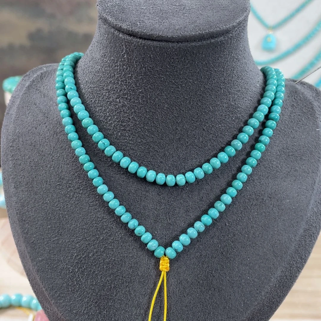 绿松石未镶嵌套链4.1精品玉化绿108