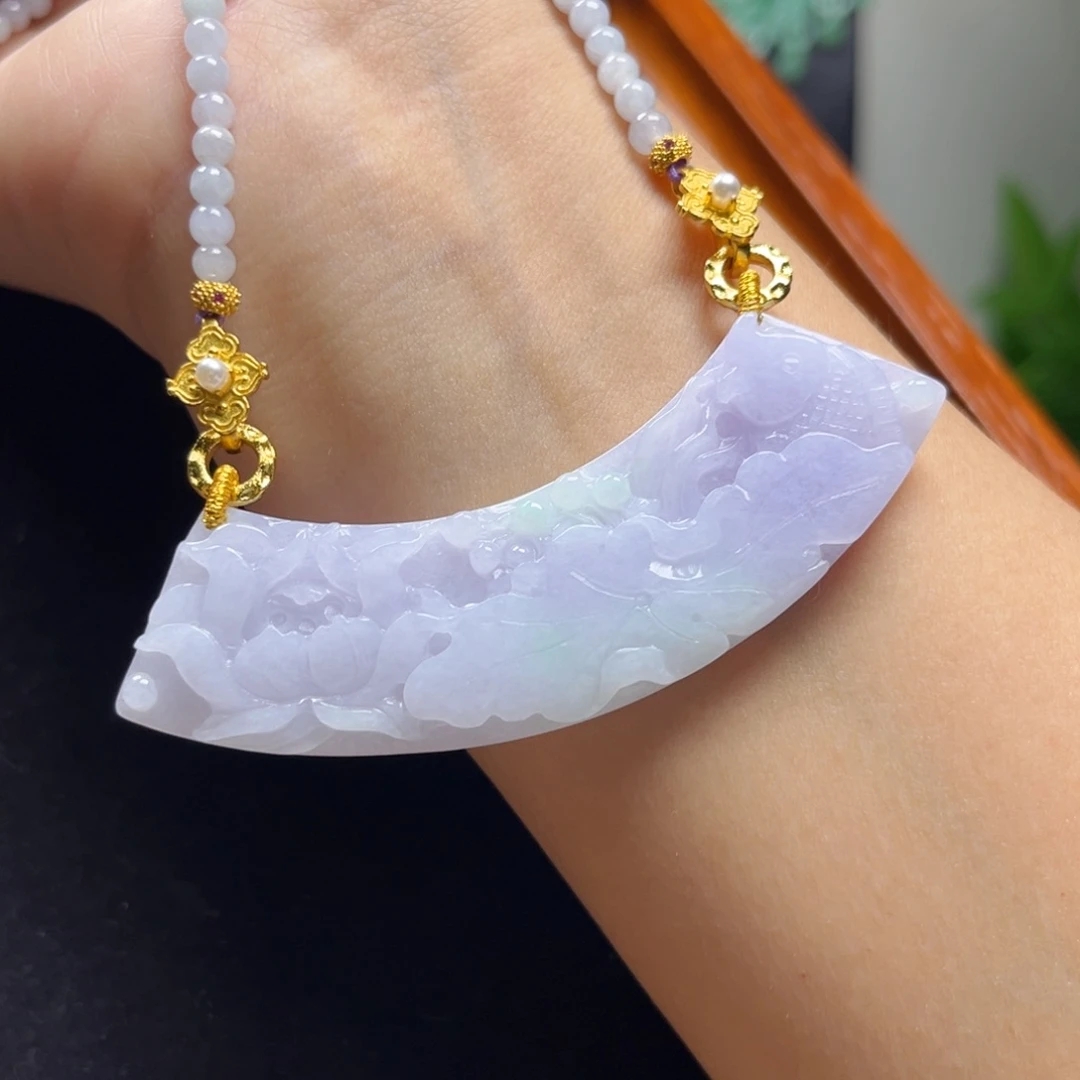 翡翠未镶嵌颈饰冰冰紫