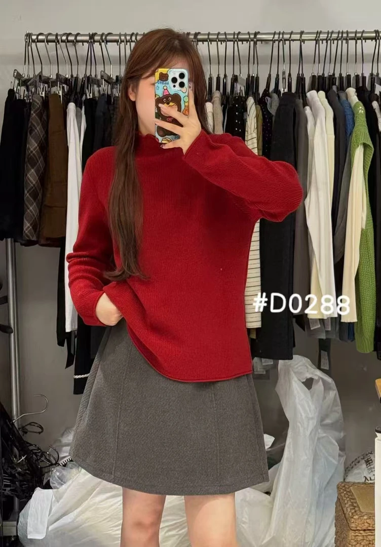 秋冬宽松休闲百搭木耳边针织衫（会起球）