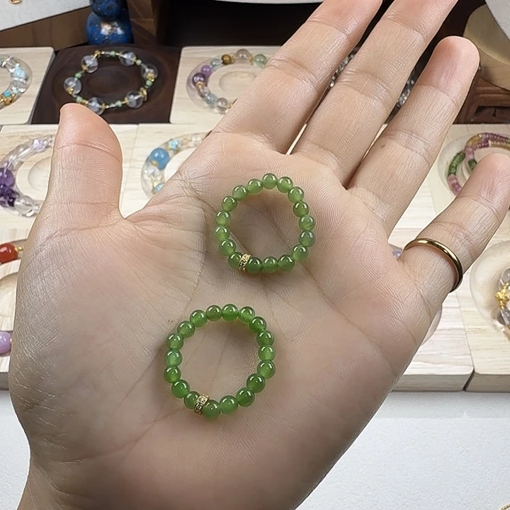 和田玉（碧玉）未镶嵌戒指天然和田玉碧玉小戒指