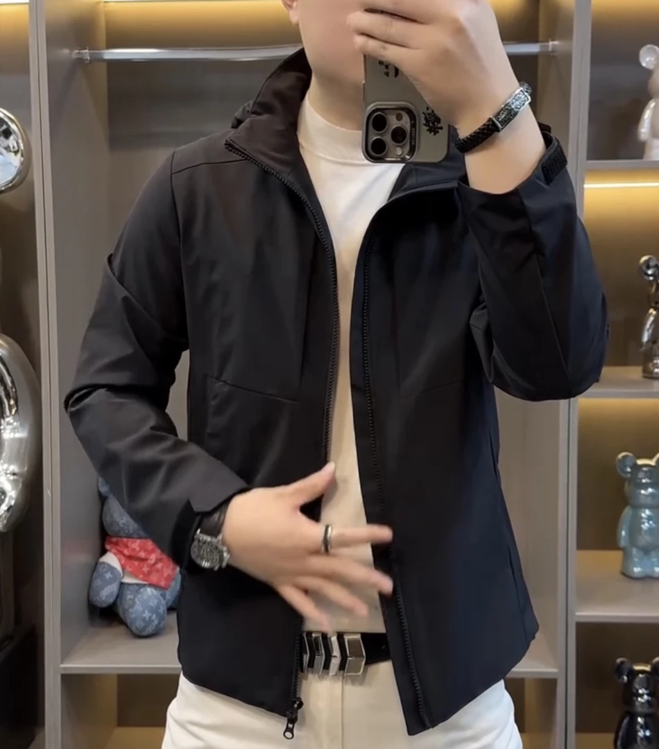 0155春秋新款男士连帽外套户外夹克时尚百搭潮流高品质休闲外套