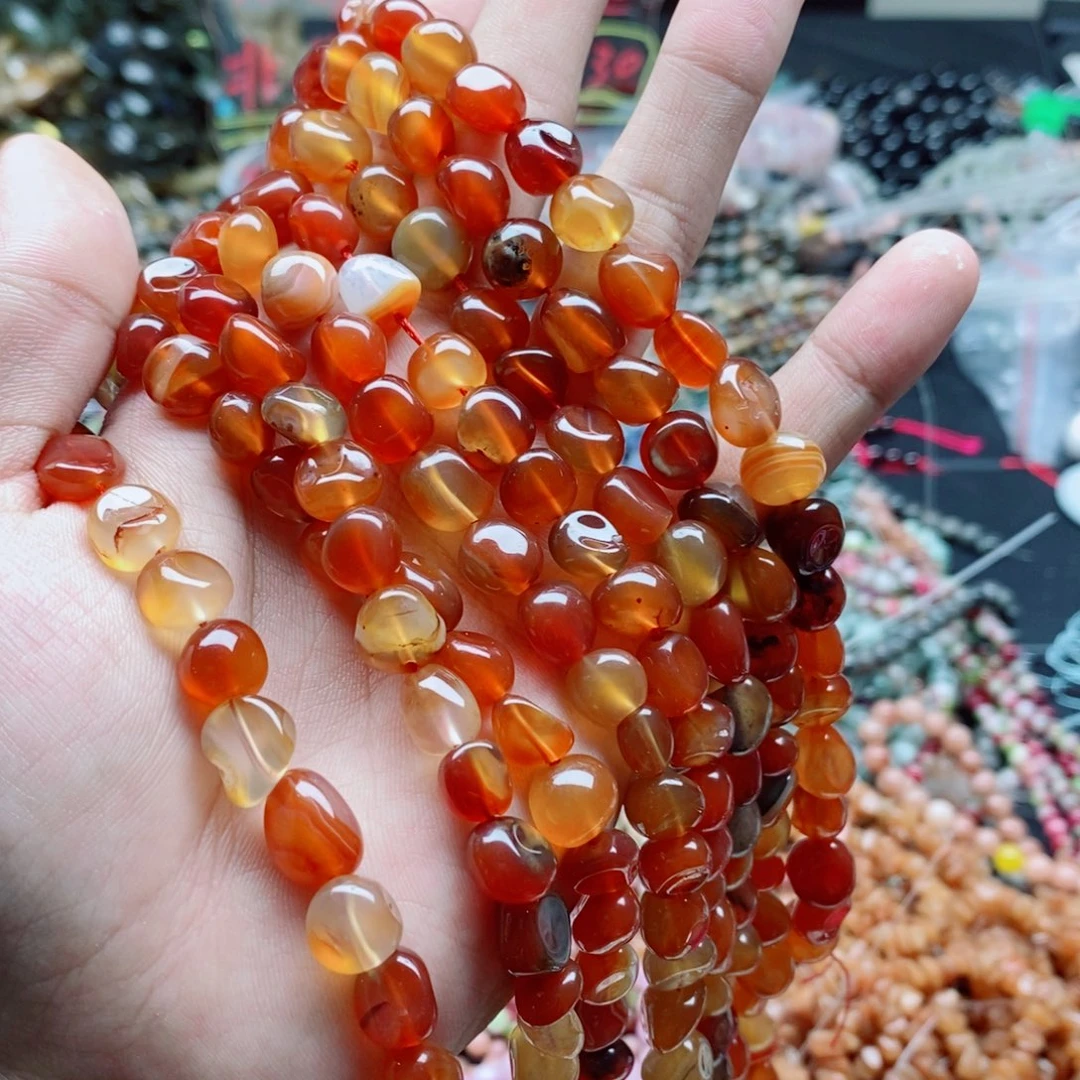 玛瑙/玉髓未镶嵌珠宝半成品一条天然红玛瑙不定型E111