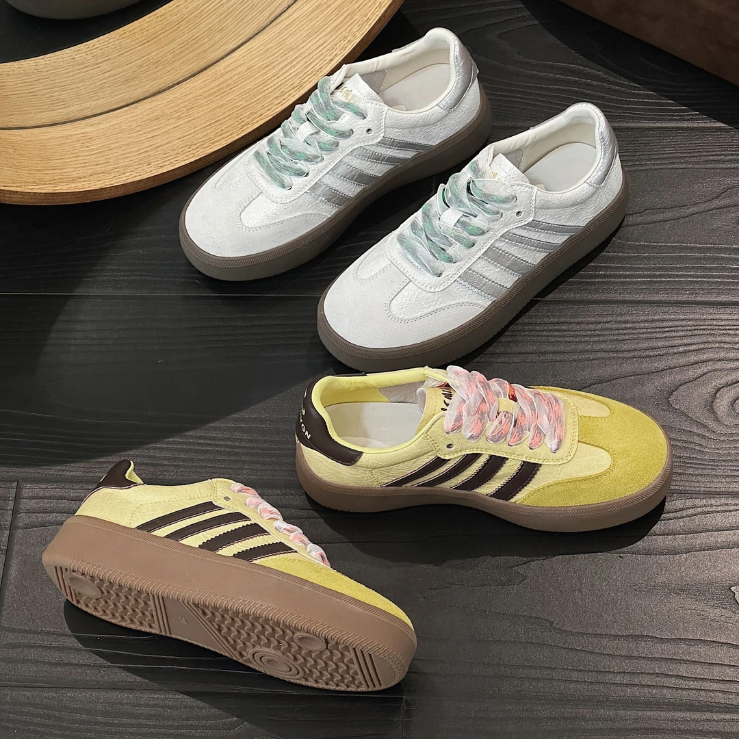 韩版真皮厚底德训鞋女2025春季新款鞋子女双色鞋带休闲板鞋学生