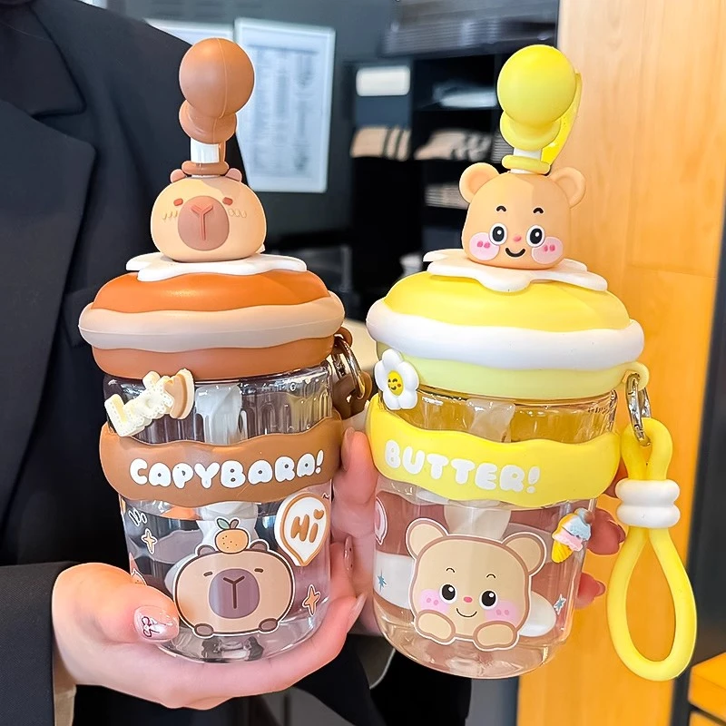 可爱大容量搅拌杯女学生上学专用吸管杯子夏季便携搅拌耐高温水杯