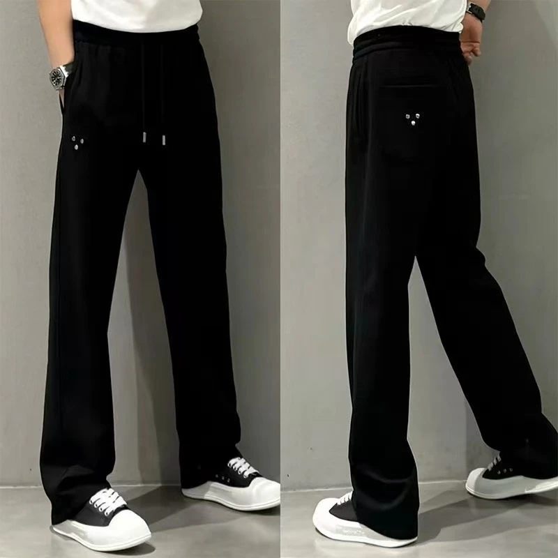 欧货高品质男士潮流高档三角标百搭休闲裤秋冬时尚简约显瘦直筒裤