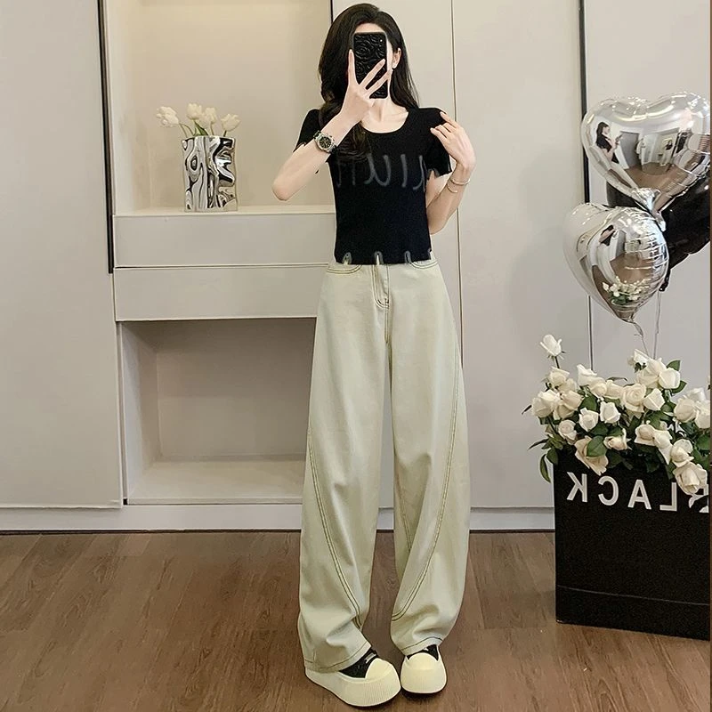 2025新款休闲短袖T恤套装女春秋季时尚洋气减龄显瘦阔腿裤两件套