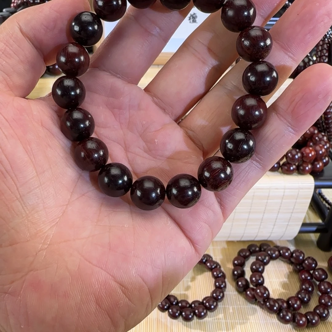 檀香紫檀（小叶紫檀）原汁原味1.2圆珠高油高密保真