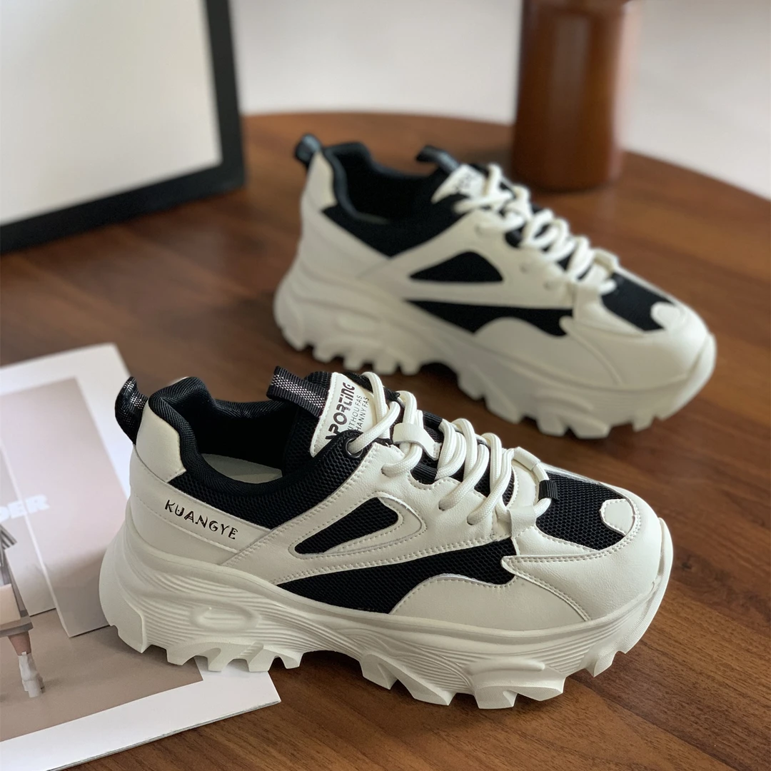 厚底时尚拼色休闲运动鞋女2025年秋季新款炸街百搭超火轻便老爹鞋
