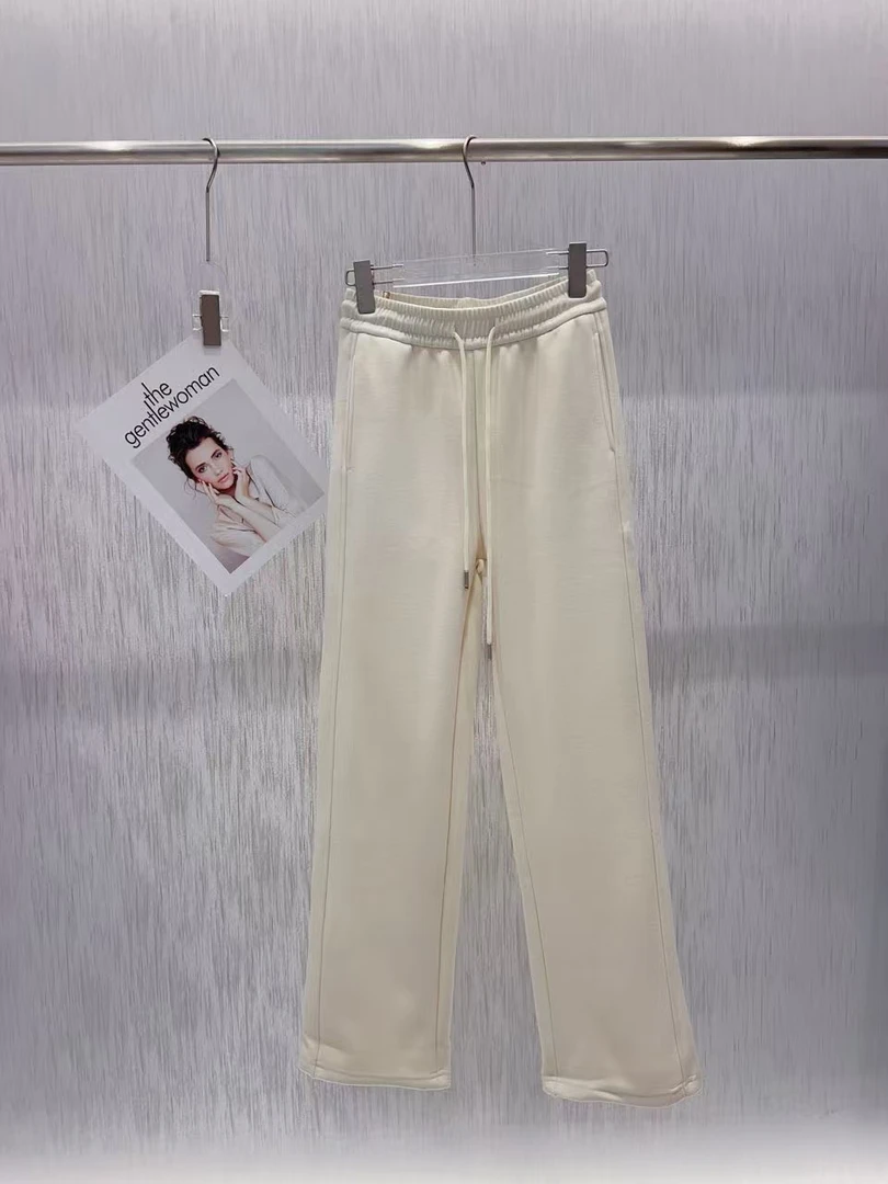 高弹力休闲裤秋冬阔腿裤加厚休闲长裤百搭简约时尚335