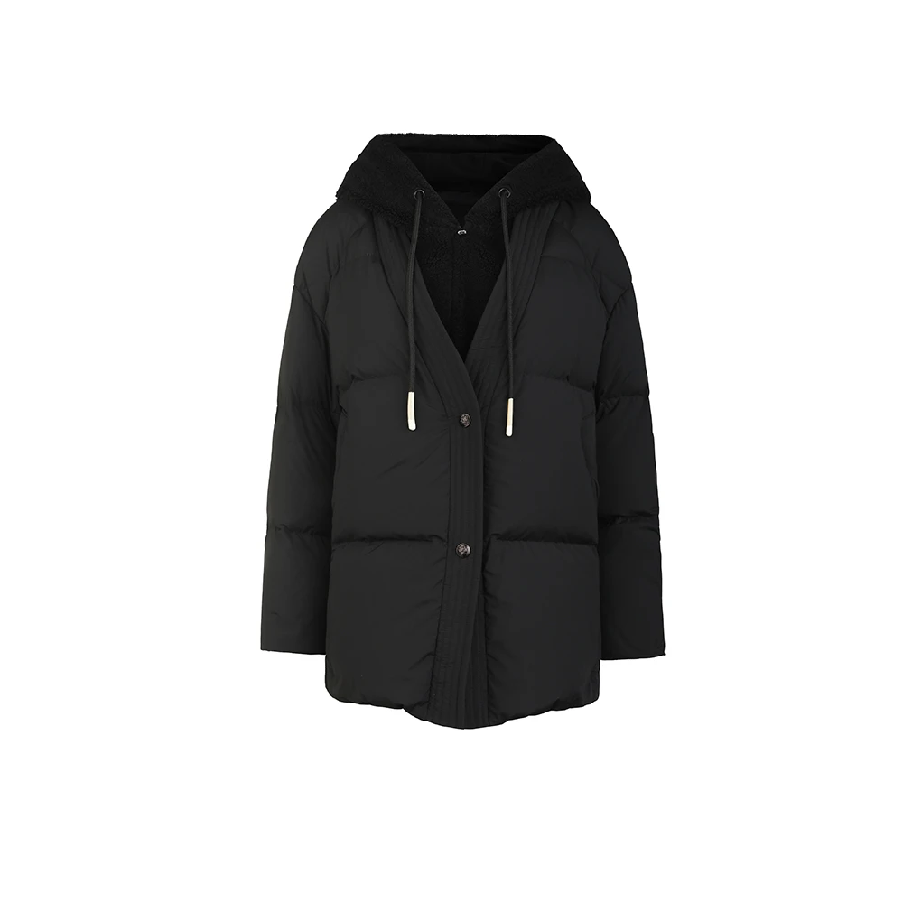 圣迪奥冬季新款女士连帽假两件羽绒服S254Z3103