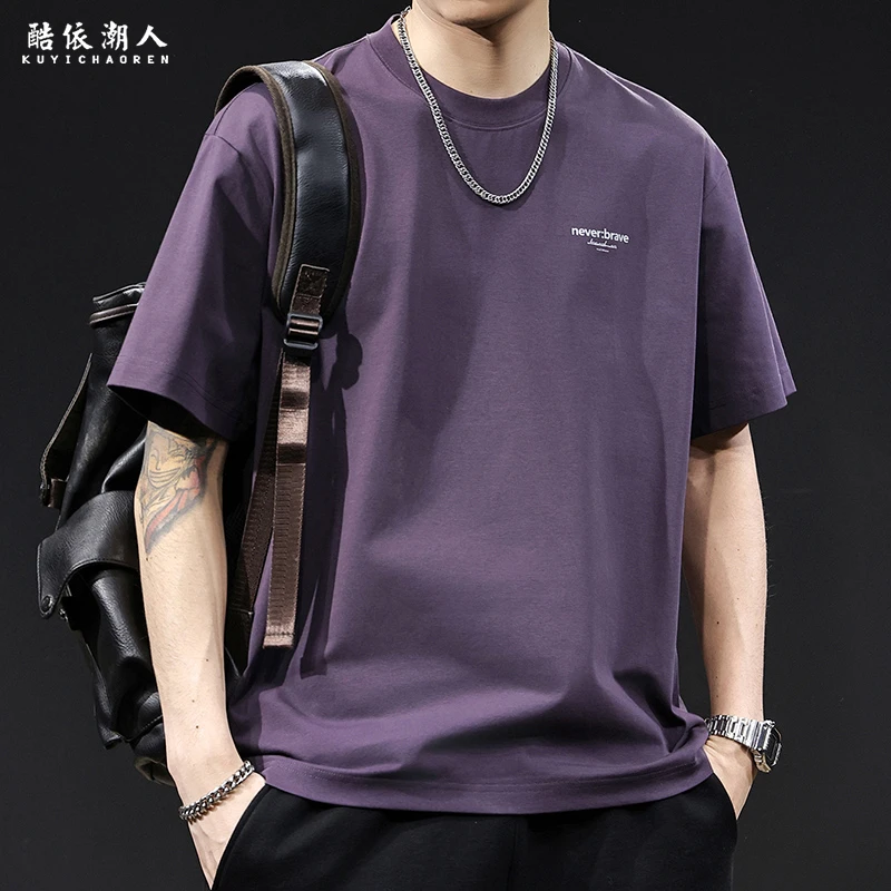 冰感科技棉短袖t恤男夏季2025新款潮牌大码高端衣服男士t恤短袖