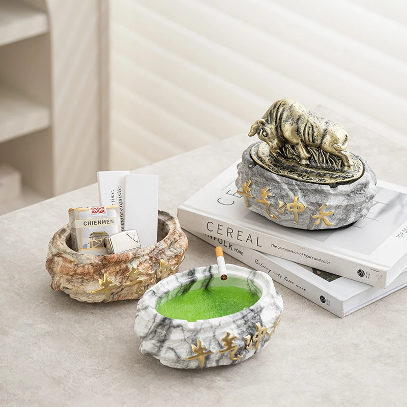 网红爆款带盖防飞尘烟灰缸 创意雪茄烟缸简约ins高级感办公室家用