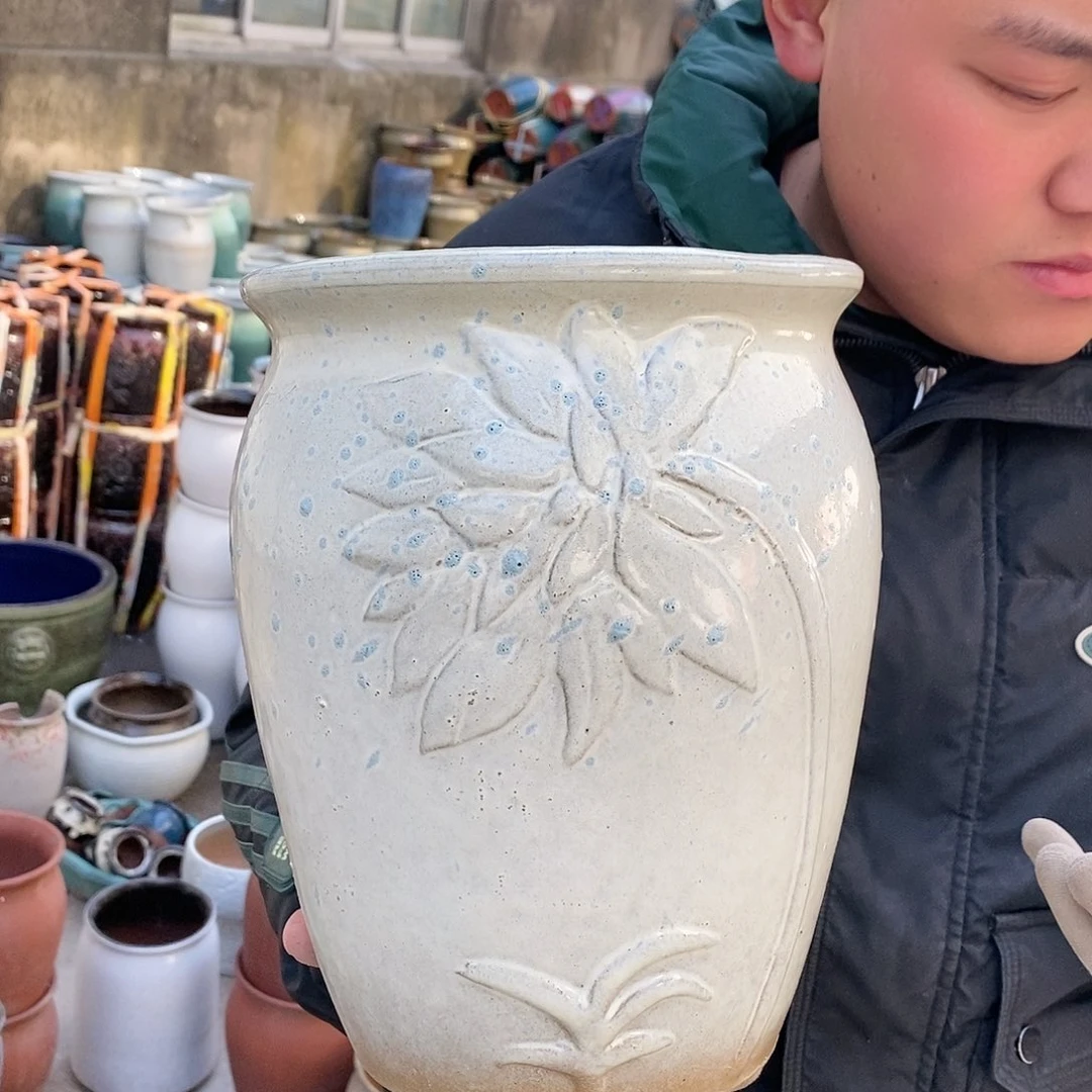 紫砂花盆瑕疵口20高25瑕疵