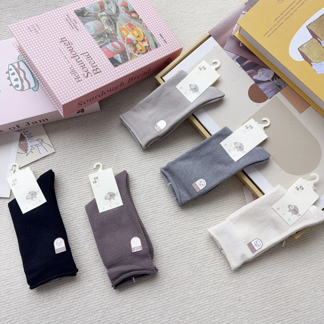 6303-8 五双女袜中筒袜秋冬保暖时尚中筒袜