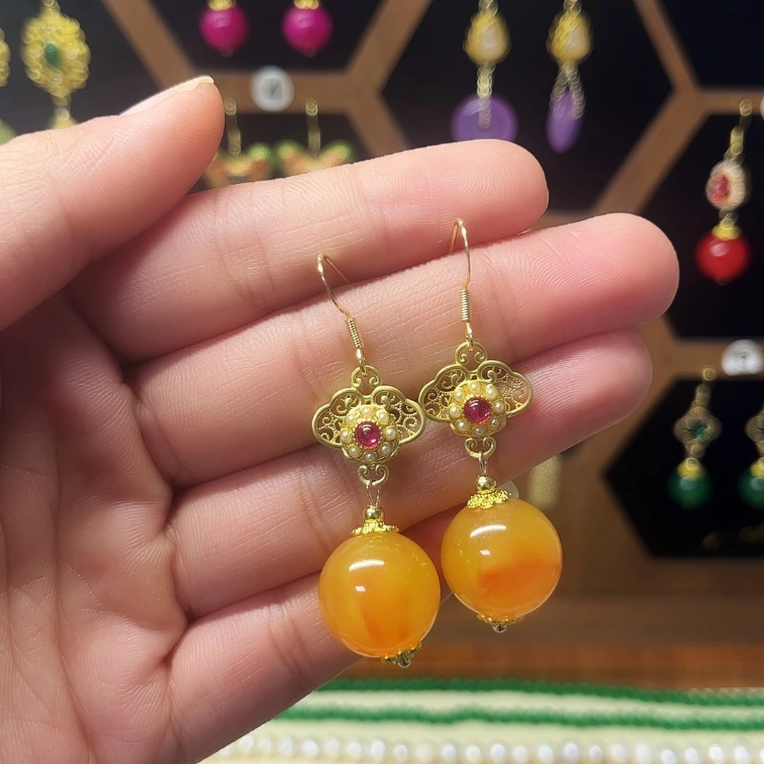 锆石纯铜925银耳饰