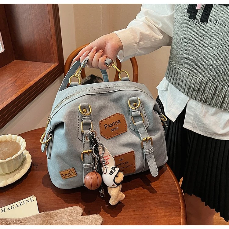 桃柚兜2025夏季新款双肩背包通勤百搭潮流大容量手提斜挎旅行女包