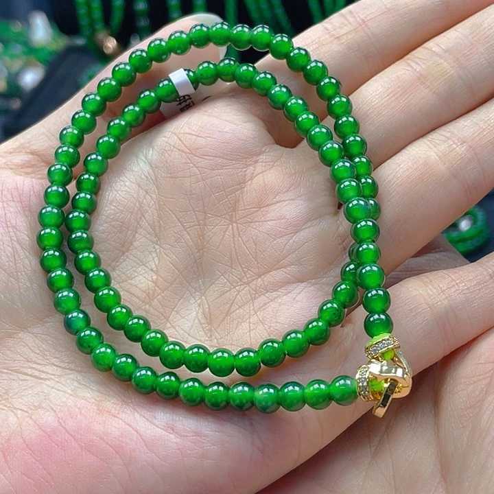 翡翠未镶嵌颈饰天然A货翡翠 高冰锁骨链5