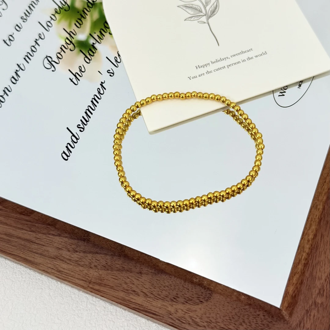 铜合金手链 SL-88古法传承小金珠转运珠弹力绳小众设计感手链