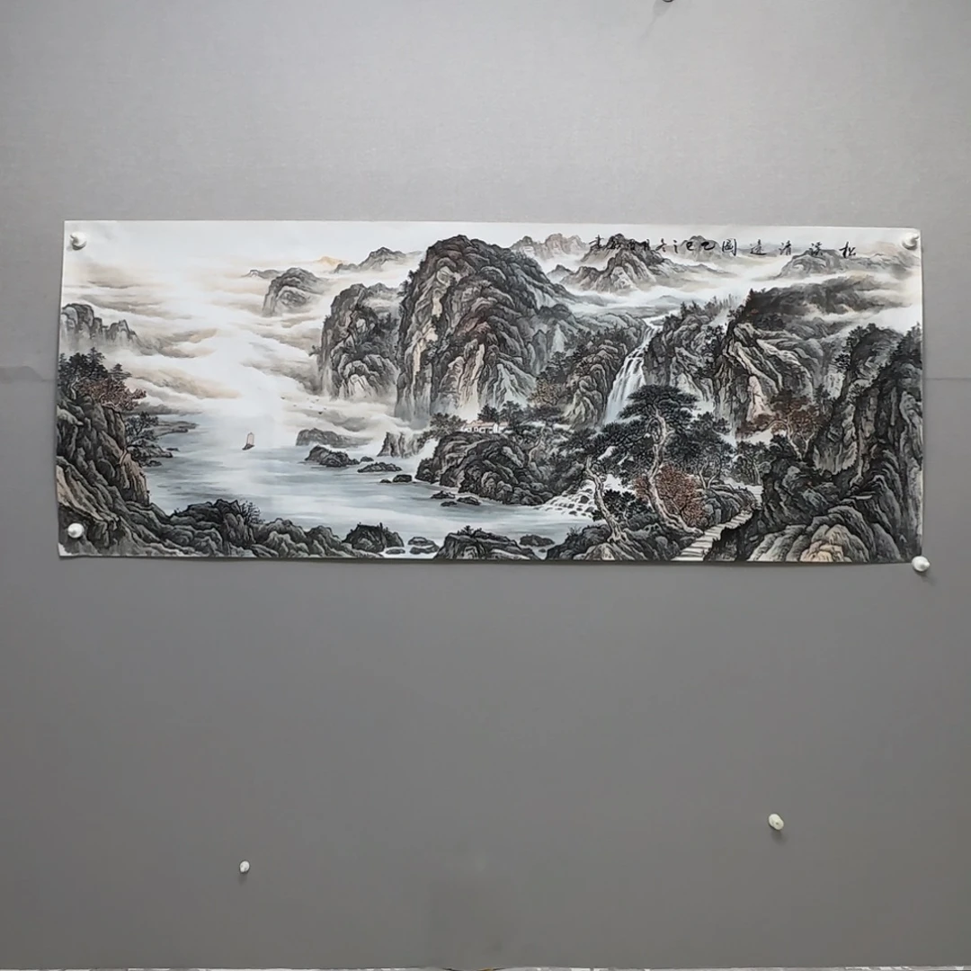 国画横幅六尺精品山水贾敏