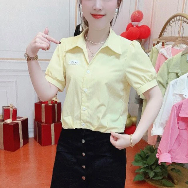 2025夏季新款韩版时尚别致衬衫女设计感网红爆款小个子短袖上衣