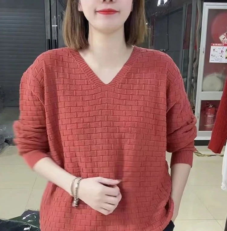 新上衣大码长袖针织衫外穿显瘦内搭遮肉时尚洋气宽松25好运多色