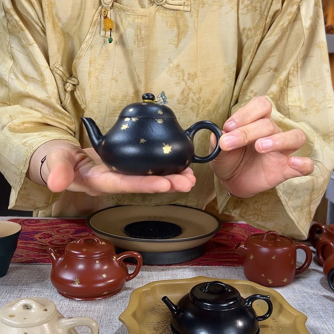 茶壶紫砂一**_梨式 朱泥焐灰撒金 150cc