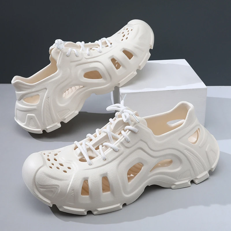 新款洞洞鞋夏季外穿凉鞋包头拖EVA系带情侣款透气不臭脚凉拖