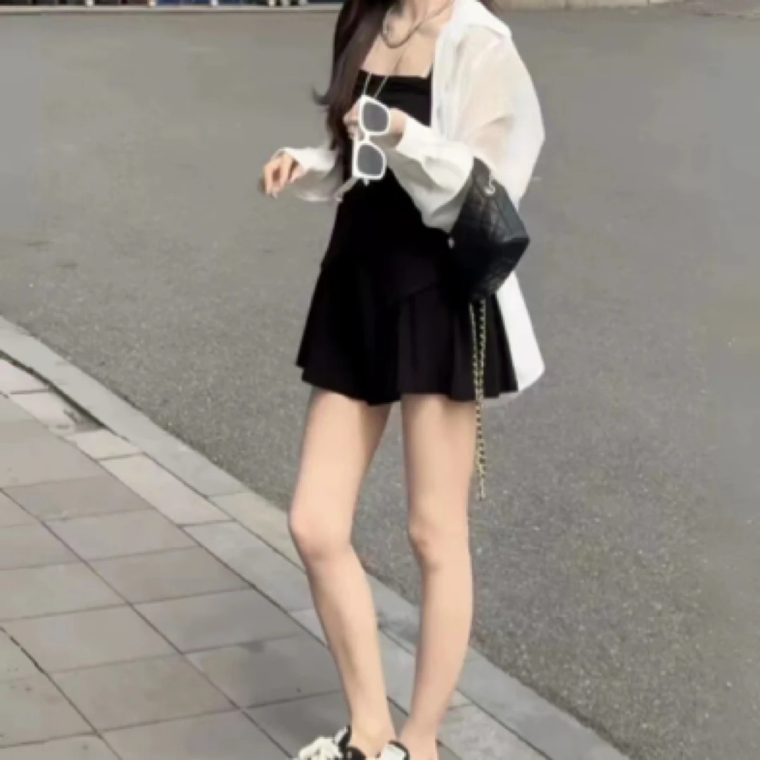 大码女装法式销售纯欲风小个子防晒外套搭配吊带背心裤裙洋气套装