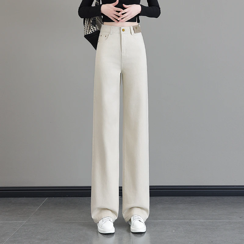 歌哥弟阿玛牛仔裤女直筒裤2025秋冬新款女裤高腰休闲拖地阔腿裤子