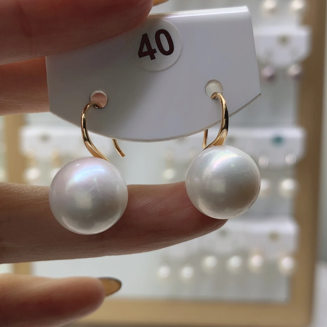耳饰银S925镶嵌淡水珍珠