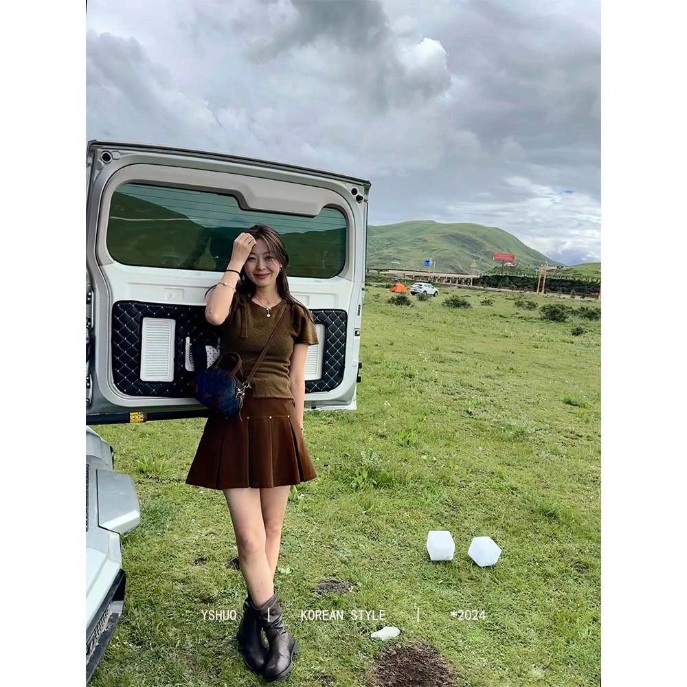 【梦蝶】肩膀蝴蝶结下摆设计点休闲百搭毛衣短袖 24522