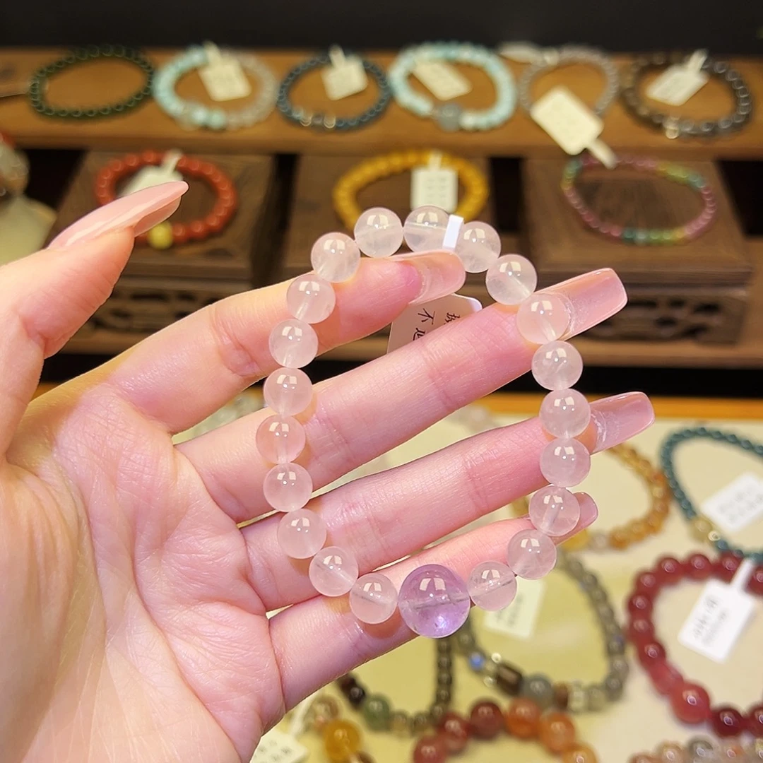 手串水晶银S925镀金镶嵌粉水2014