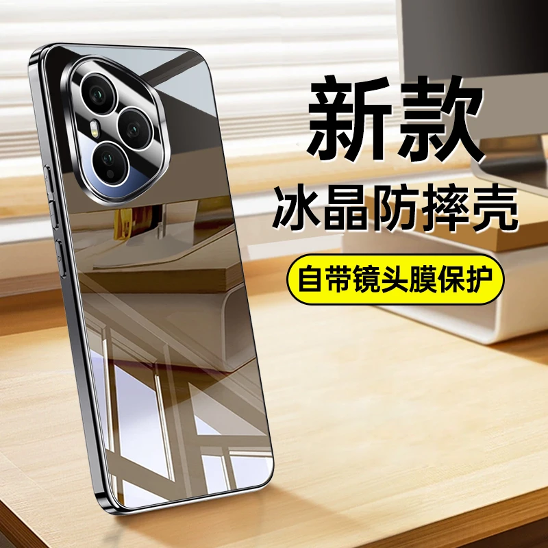 适用荣耀400pro手机壳冰晶玻璃超薄honor400高级全包镜头膜保护套