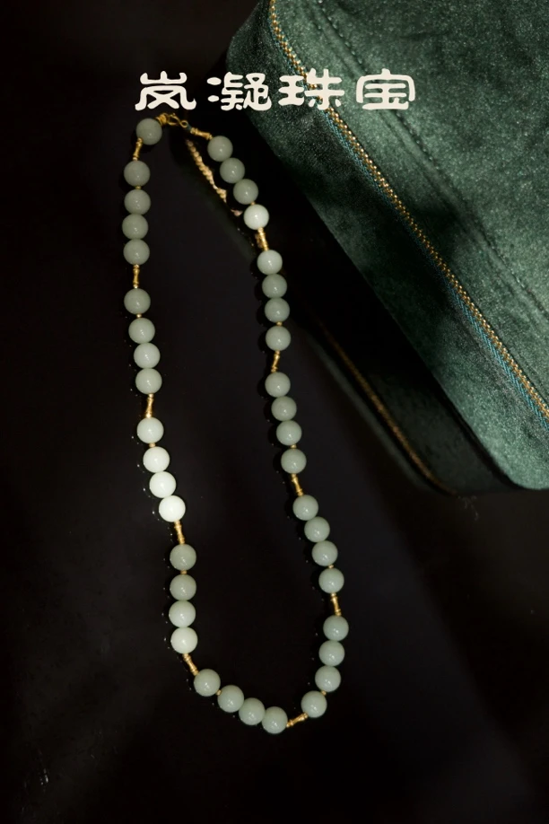【LN岚凝珠宝】新疆和田玉黑羊洞圆珠项链【多样性发货】